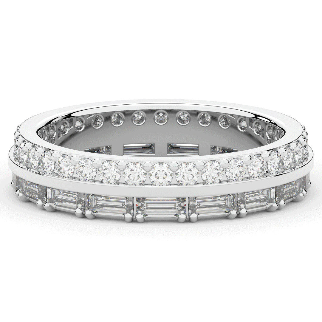 1.40CT.TW BAGUETTE AND ROUND LAB DIAMOND WEDDING BAND