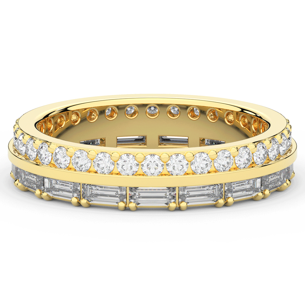 1.40CT.TW BAGUETTE AND ROUND LAB DIAMOND WEDDING BAND