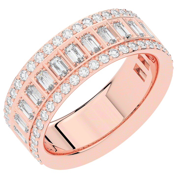 1.30CT.TW BAGUETTE AND ROUND LAB DIAMOND WEDDING BAND