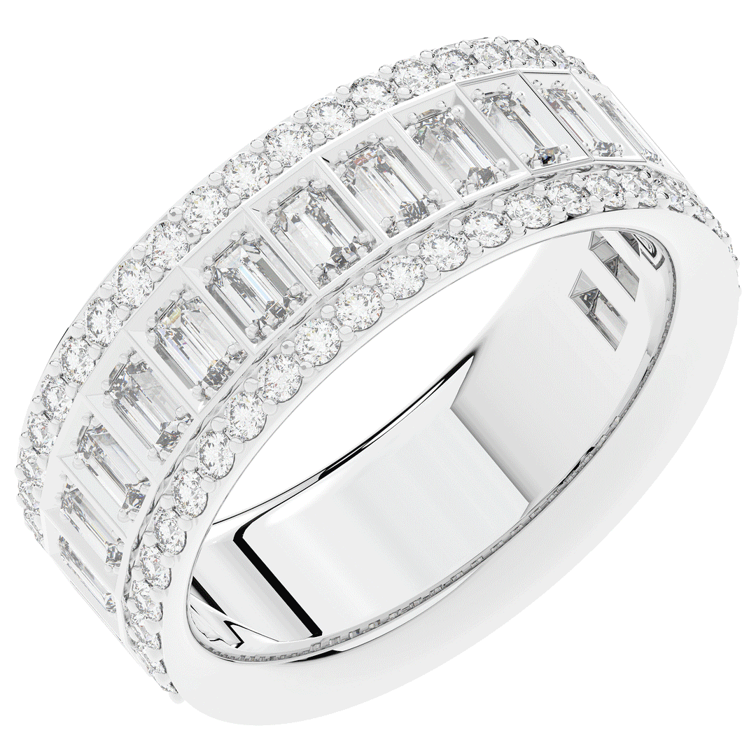 1.30CT.TW BAGUETTE AND ROUND LAB DIAMOND WEDDING BAND