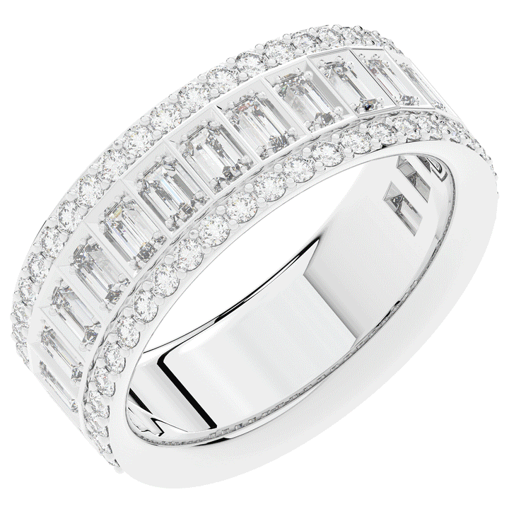 1.30CT.TW BAGUETTE AND ROUND LAB DIAMOND WEDDING BAND