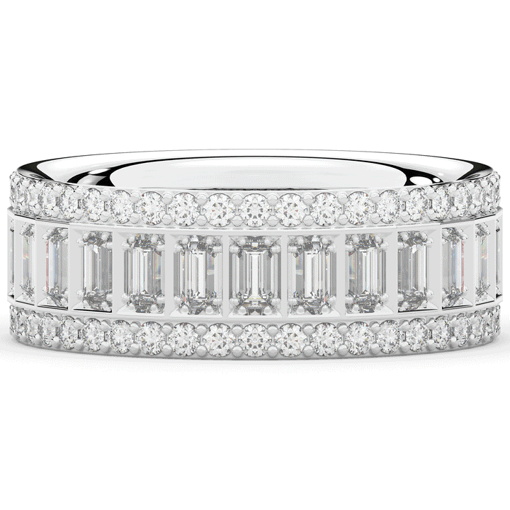 1.30CT.TW BAGUETTE AND ROUND LAB DIAMOND WEDDING BAND