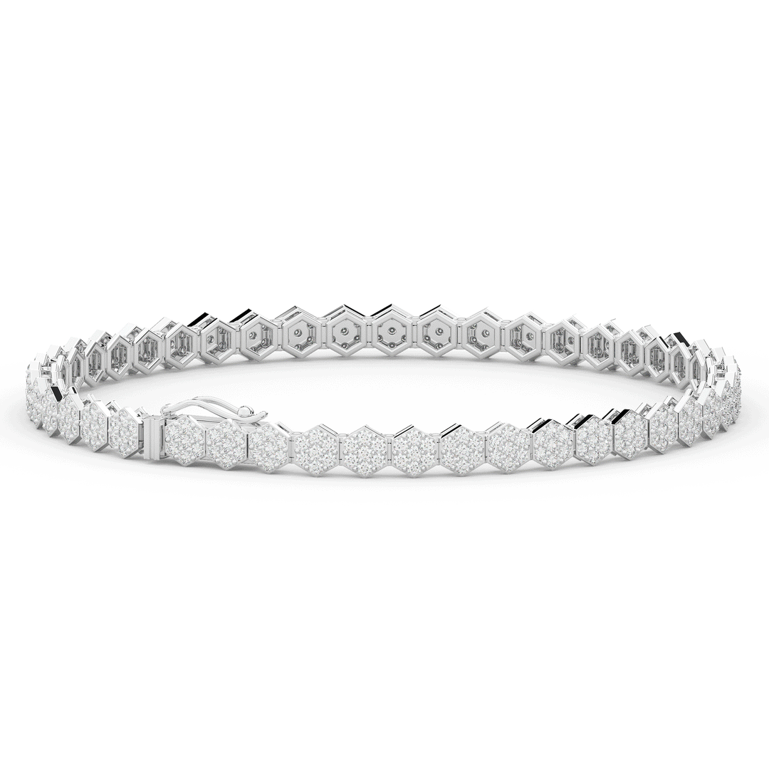 2.50CT.TW ROUND LAB DIAMOND CLUSTER TENNIS BRACELET - Nazarelle