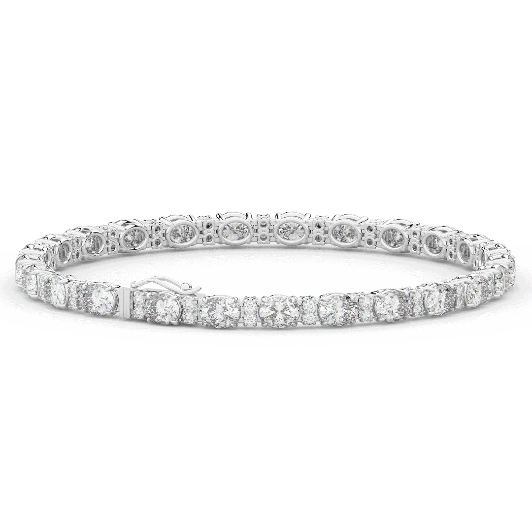 9.25CT.TW OVAL AND ROUND LAB DIAMOND TENNIS BRACELET - Nazarelle