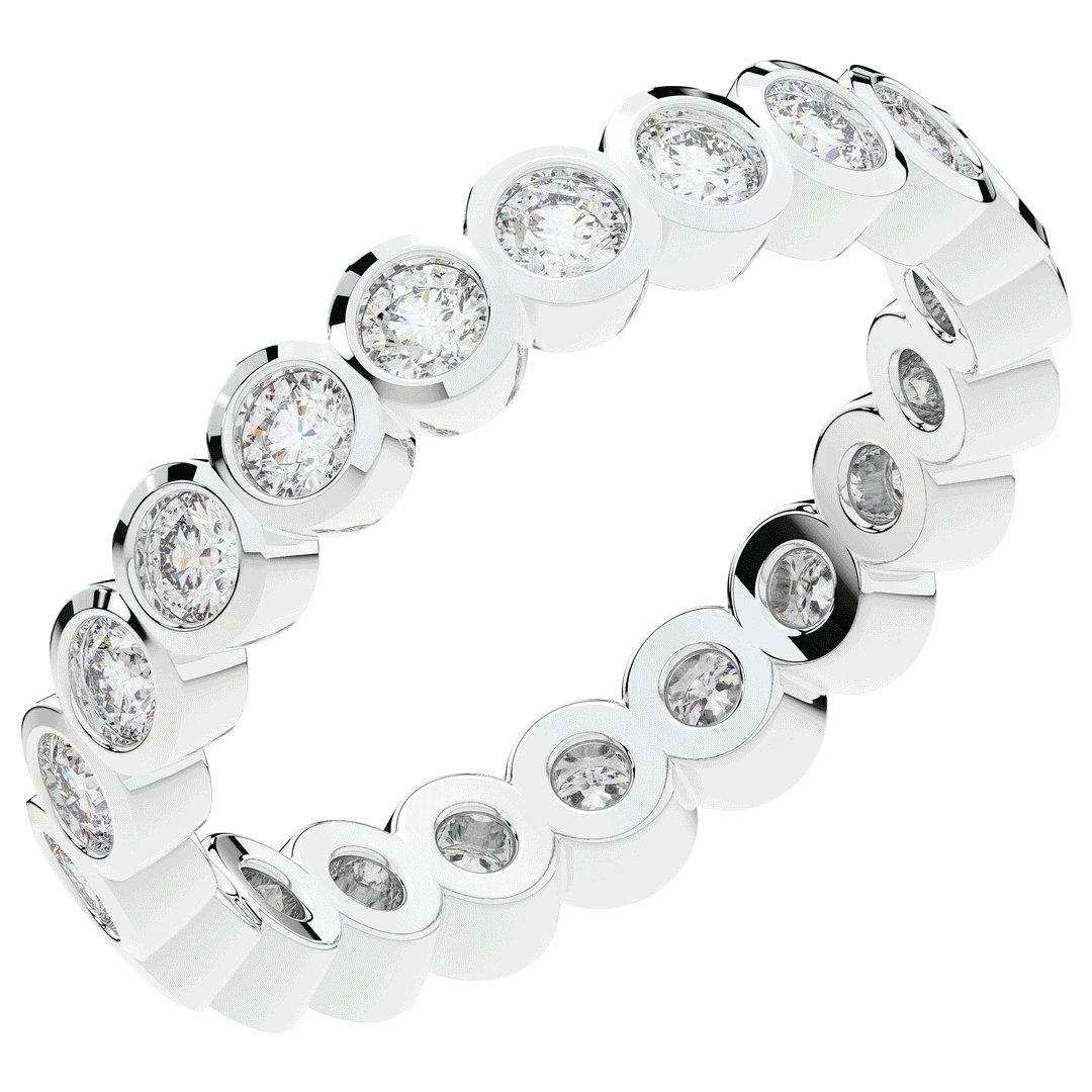 0.90CT.TW ROUND LAB DIAMOND BEZEL SET ETERNITY WEDDING BAND