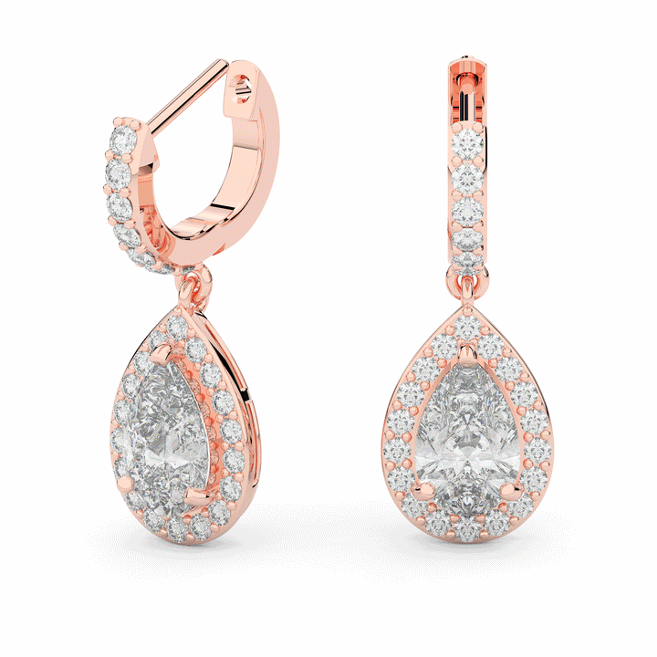 2.70CT.TW PEAR WITH HALO LAB DIAMOND DROP EARRINGS