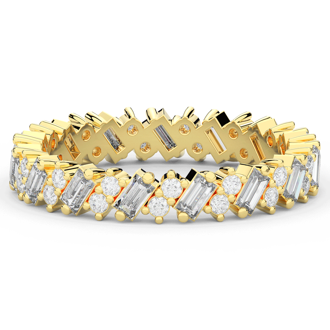 0.90CT.TW BAGUETTE AND ROUND LAB DIAMOND ETERNITY WEDDING BAND