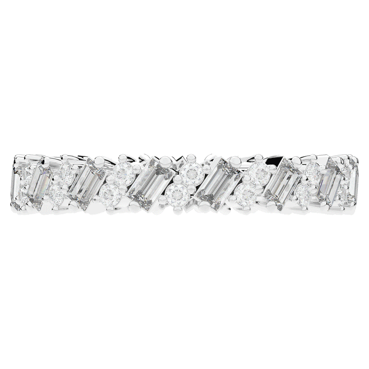 0.90CT.TW BAGUETTE AND ROUND LAB DIAMOND ETERNITY WEDDING BAND