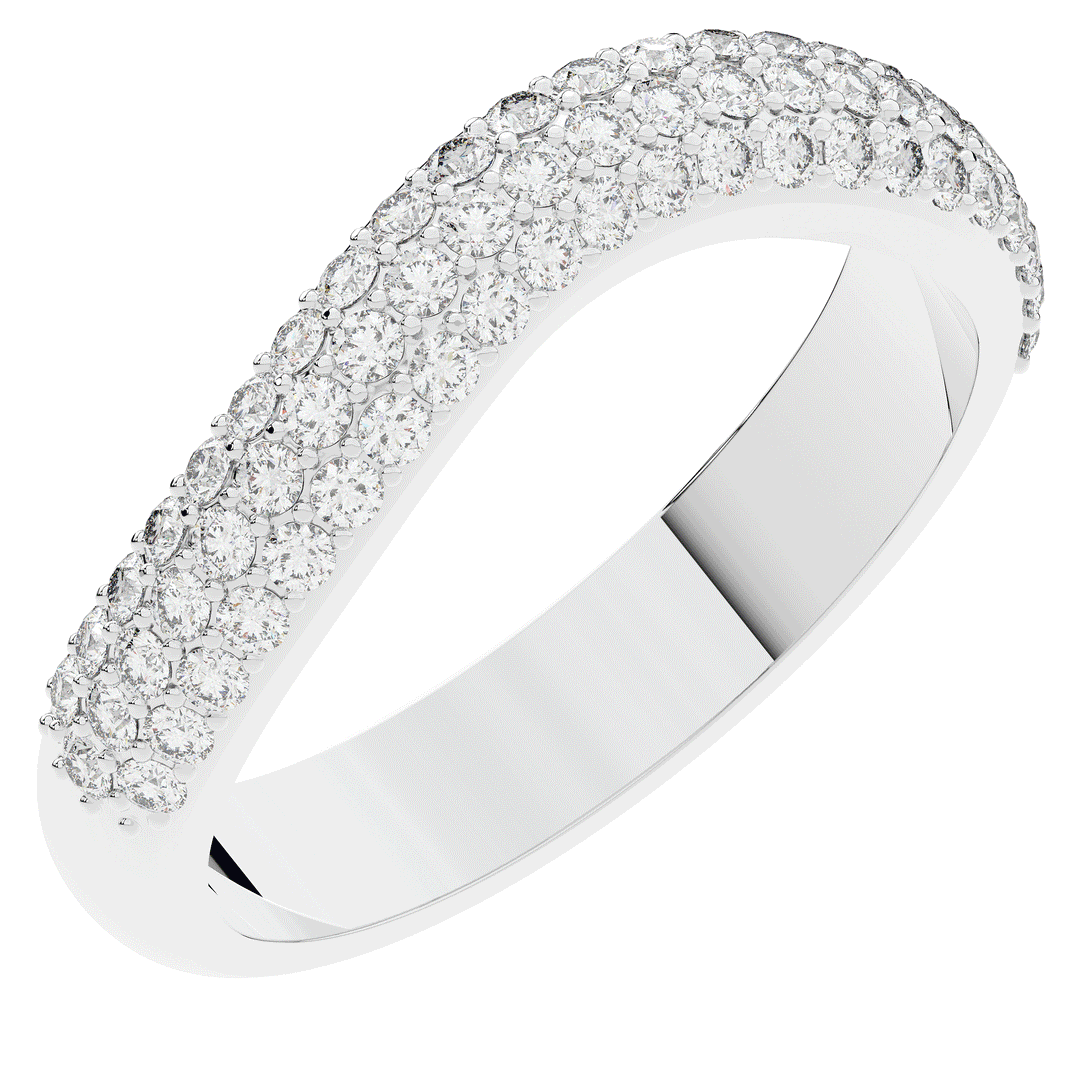 0.50CT.TW ROUND LAB DIAMOND 3 ROW CONTOUR WEDDING BAND - Nazarelle