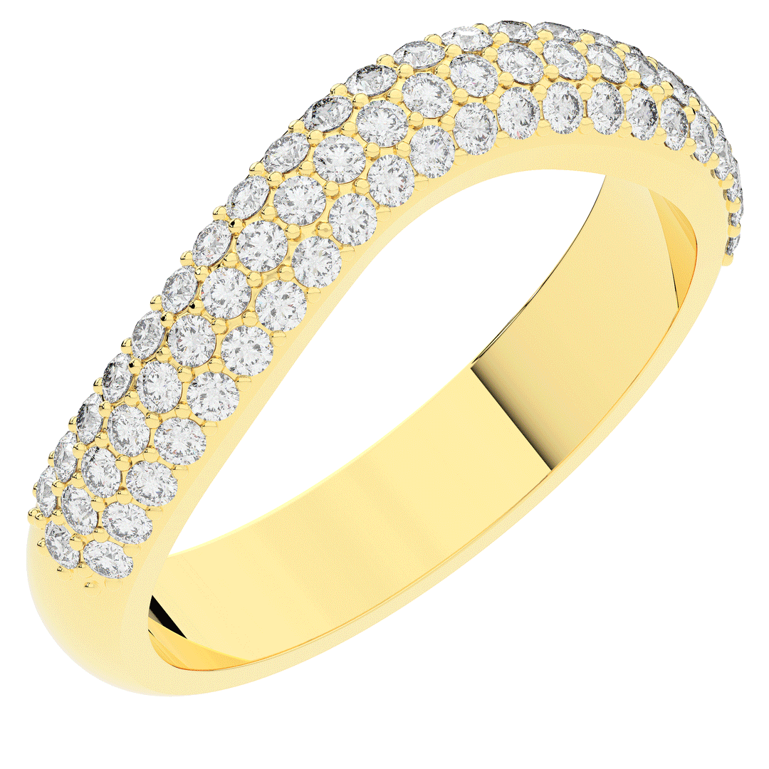 0.50CT.TW ROUND LAB DIAMOND 3 ROW CONTOUR WEDDING BAND - Nazarelle