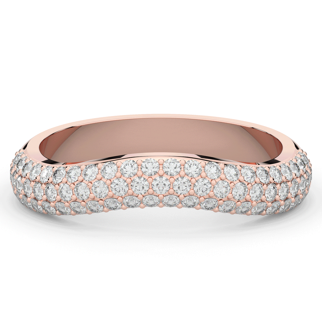 0.50CT.TW ROUND LAB DIAMOND 3 ROW CONTOUR WEDDING BAND - Nazarelle