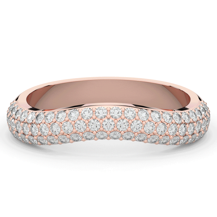 0.50CT.TW ROUND LAB DIAMOND 3 ROW CONTOUR WEDDING BAND - Nazarelle