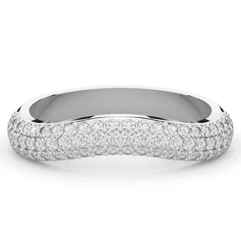 0.50CT.TW ROUND LAB DIAMOND 3 ROW CONTOUR WEDDING BAND - Nazarelle