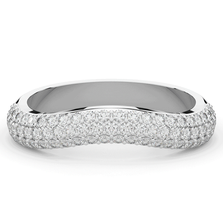 0.50CT.TW ROUND LAB DIAMOND 3 ROW CONTOUR WEDDING BAND - Nazarelle