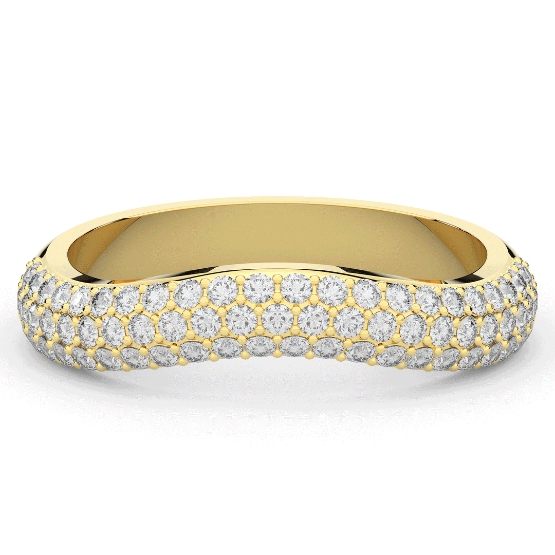 0.50CT.TW ROUND LAB DIAMOND 3 ROW CONTOUR WEDDING BAND - Nazarelle