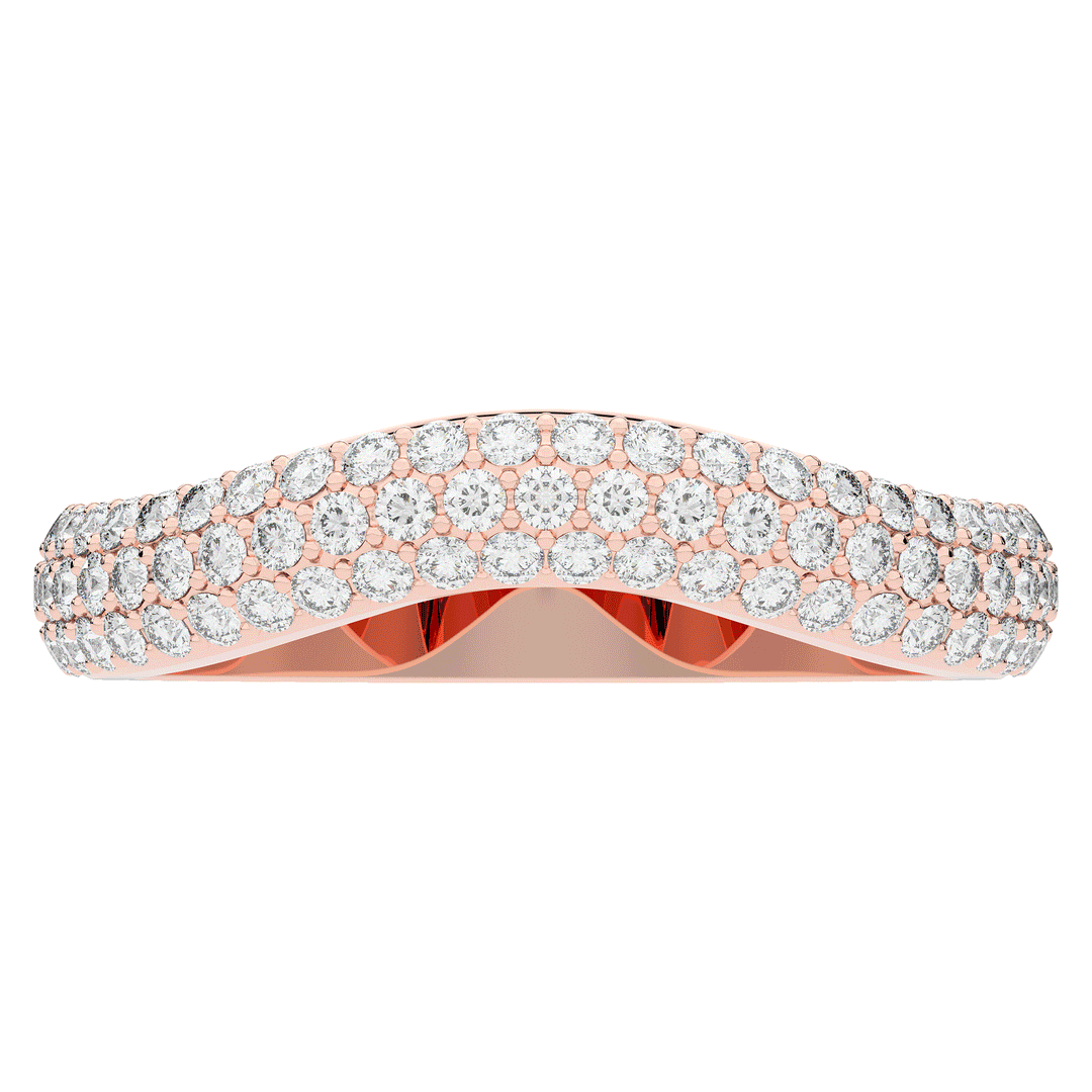 0.50CT.TW ROUND LAB DIAMOND 3 ROW CONTOUR WEDDING BAND - Nazarelle