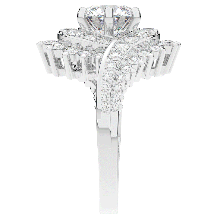 3.35CT.TW ROUND LAB DIAMOND BYPASS HALO ENGAGEMENT RING