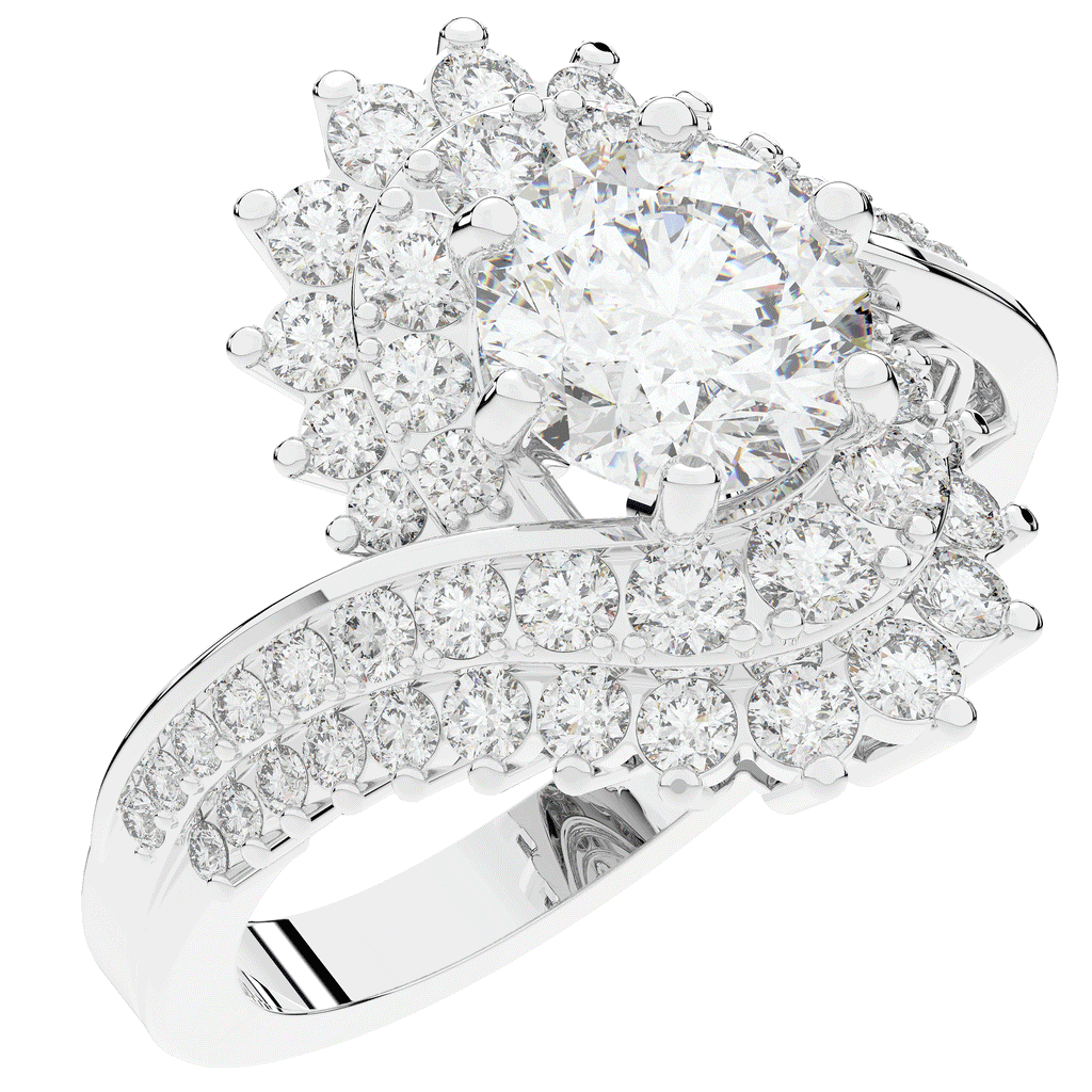 3.35CT.TW ROUND LAB DIAMOND BYPASS HALO ENGAGEMENT RING