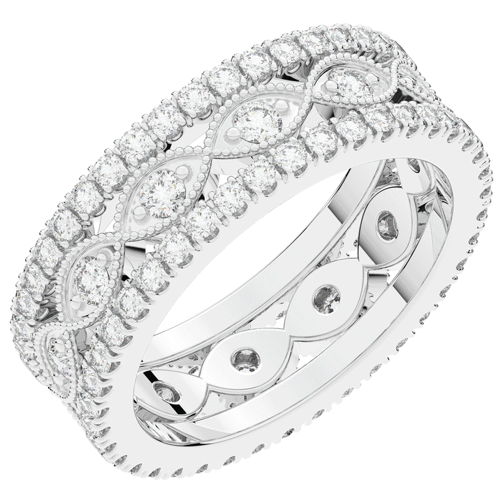 1.20CT.TW 3 ROW ROUND LAB DIAMOND ETERNITY WEDDING BAND