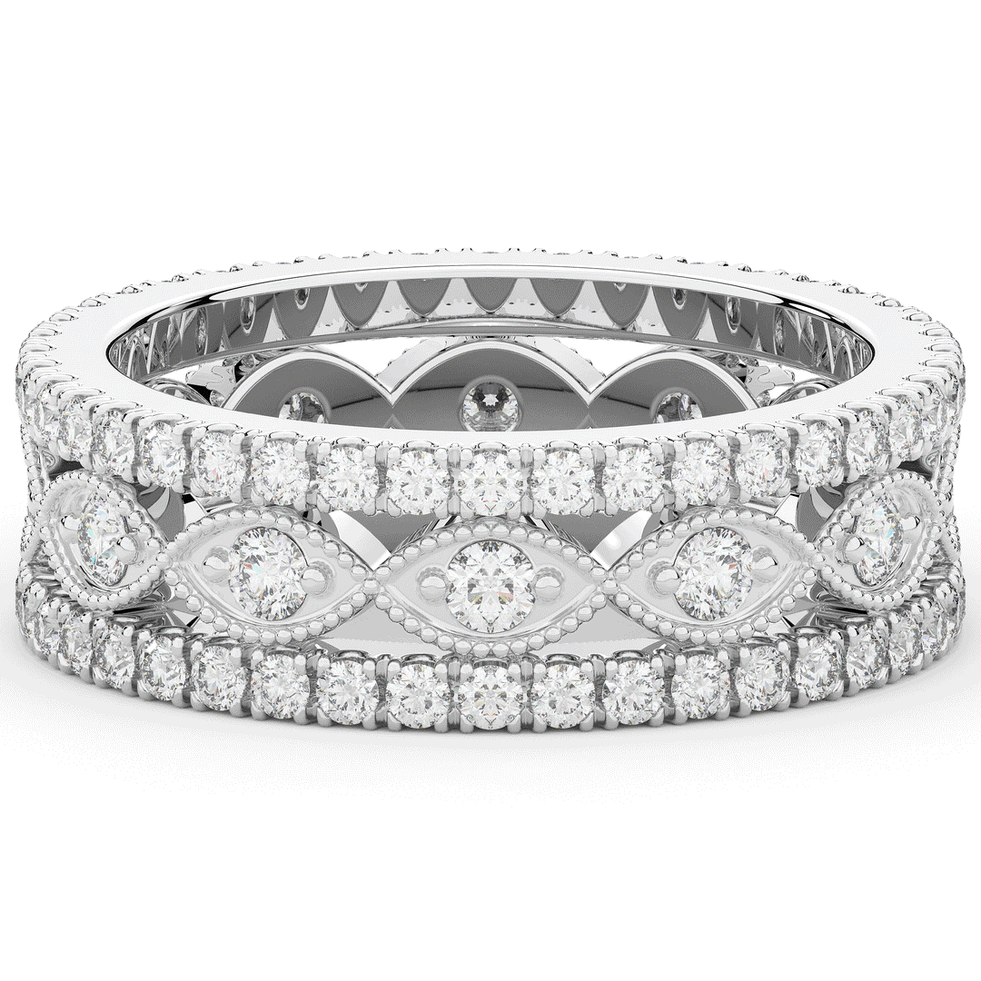 1.20CT.TW 3 ROW ROUND LAB DIAMOND ETERNITY WEDDING BAND