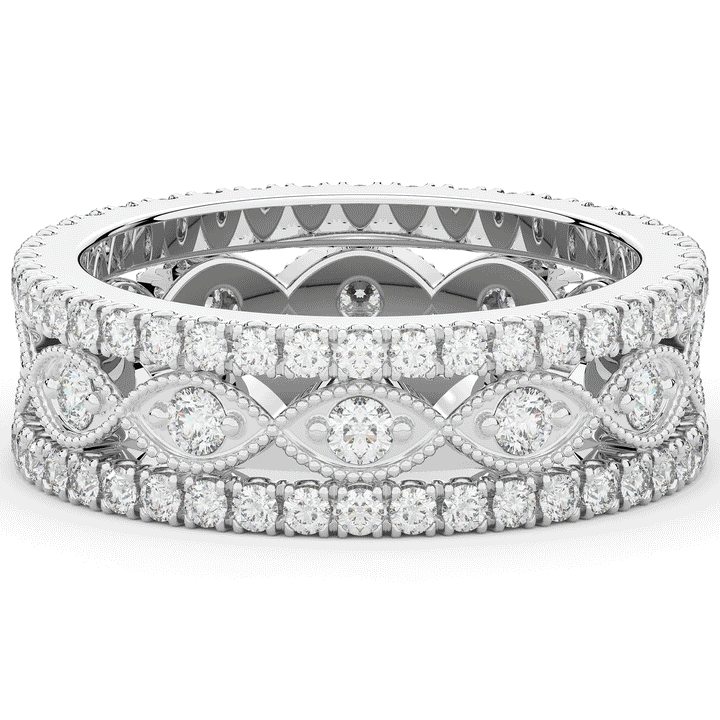 1.20CT.TW 3 ROW ROUND LAB DIAMOND ETERNITY WEDDING BAND