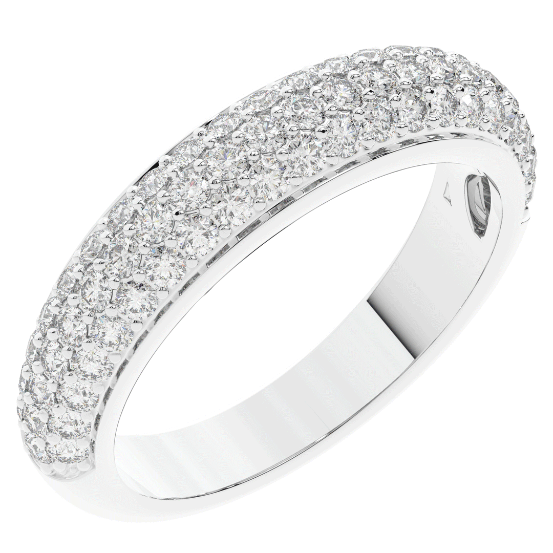 0.75CT.TW ROUND LAB DIAMOND 3 ROW WEDDING BAND