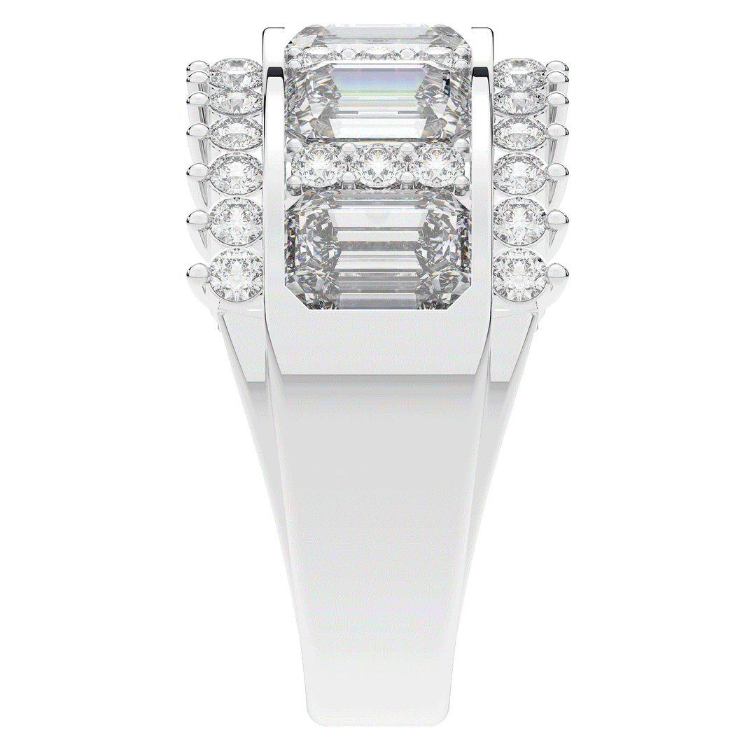 4.40CT.TW EMERALD CUT AND ROUND LAB DIAMOND WEDDING BAND