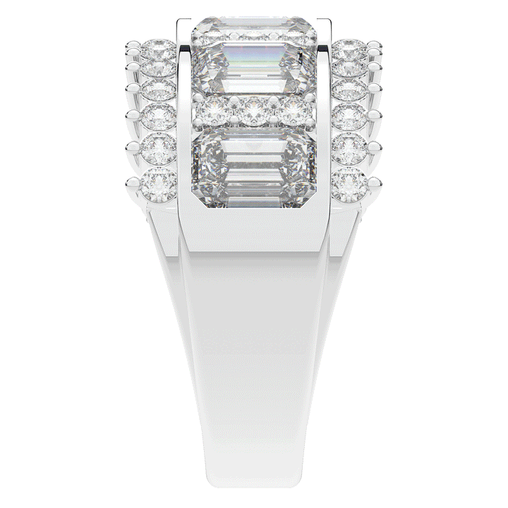 4.40CT.TW EMERALD CUT AND ROUND LAB DIAMOND WEDDING BAND