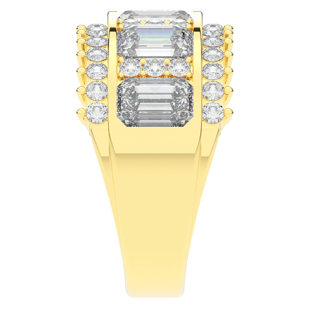 4.40CT.TW EMERALD CUT AND ROUND LAB DIAMOND WEDDING BAND