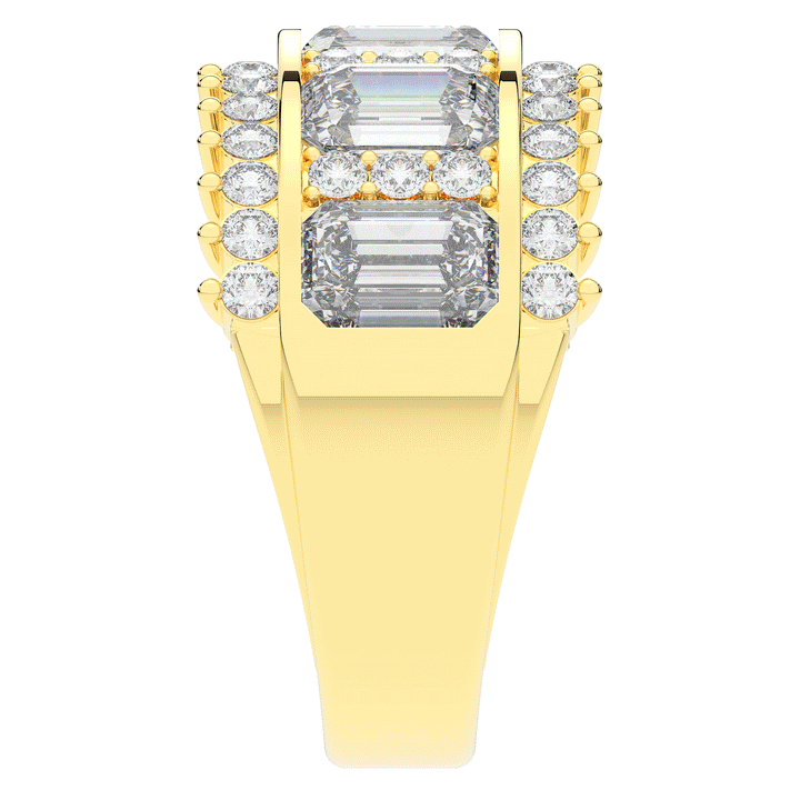 4.40CT.TW EMERALD CUT AND ROUND LAB DIAMOND WEDDING BAND