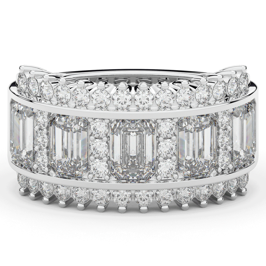 4.40CT.TW EMERALD CUT AND ROUND LAB DIAMOND WEDDING BAND