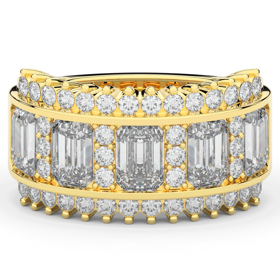 4.40CT.TW EMERALD CUT AND ROUND LAB DIAMOND WEDDING BAND