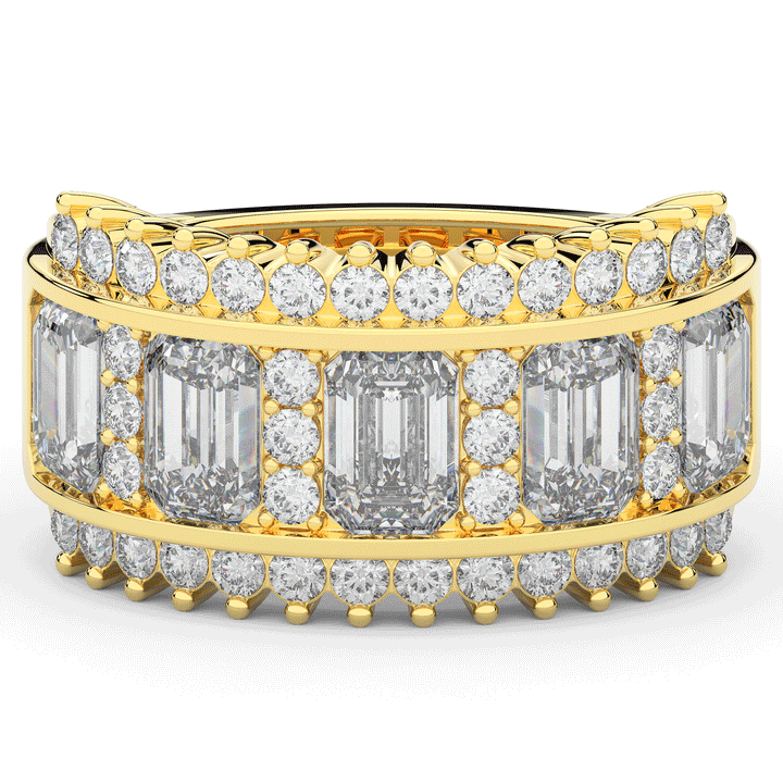 4.40CT.TW EMERALD CUT AND ROUND LAB DIAMOND WEDDING BAND