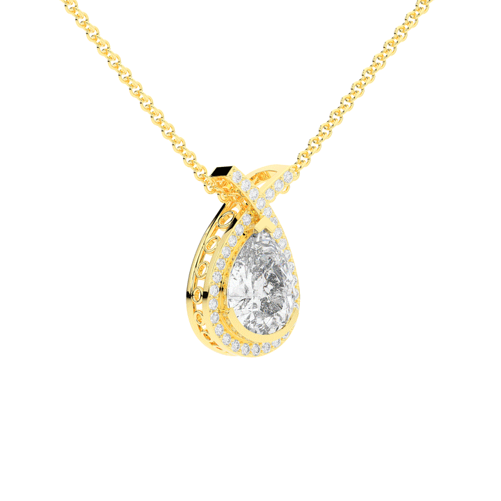 2.20CT.TW PEAR LAB DIAMOND HALO PENDANT