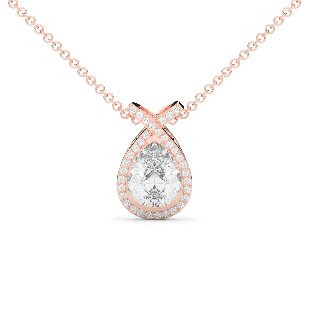 2.20CT.TW PEAR LAB DIAMOND HALO PENDANT