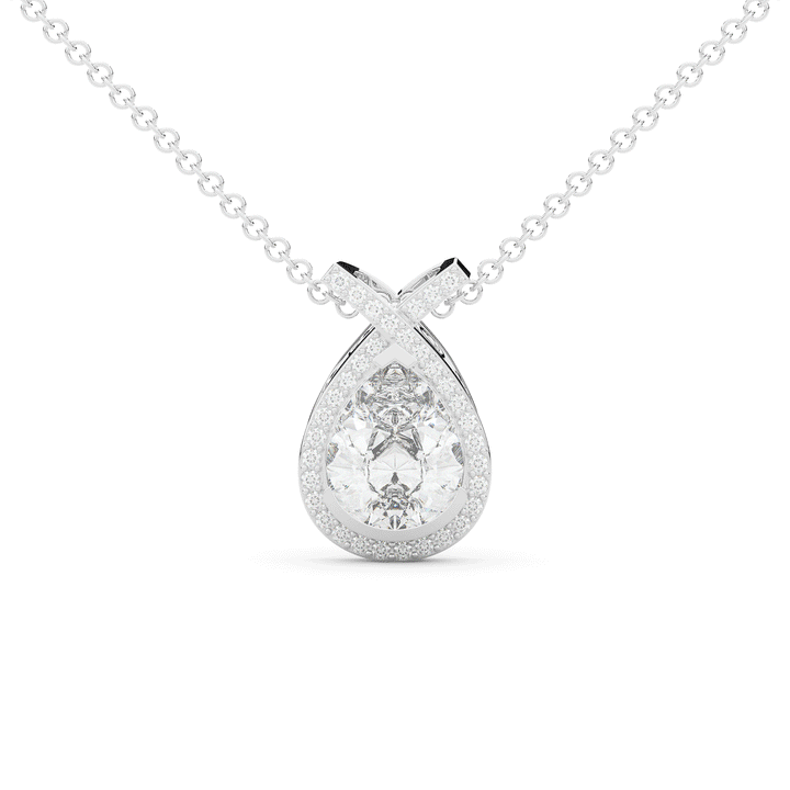 2.20CT.TW PEAR LAB DIAMOND HALO PENDANT