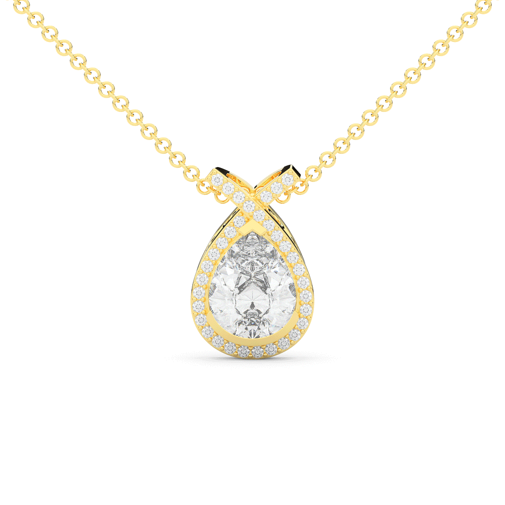 2.20CT.TW PEAR LAB DIAMOND HALO PENDANT