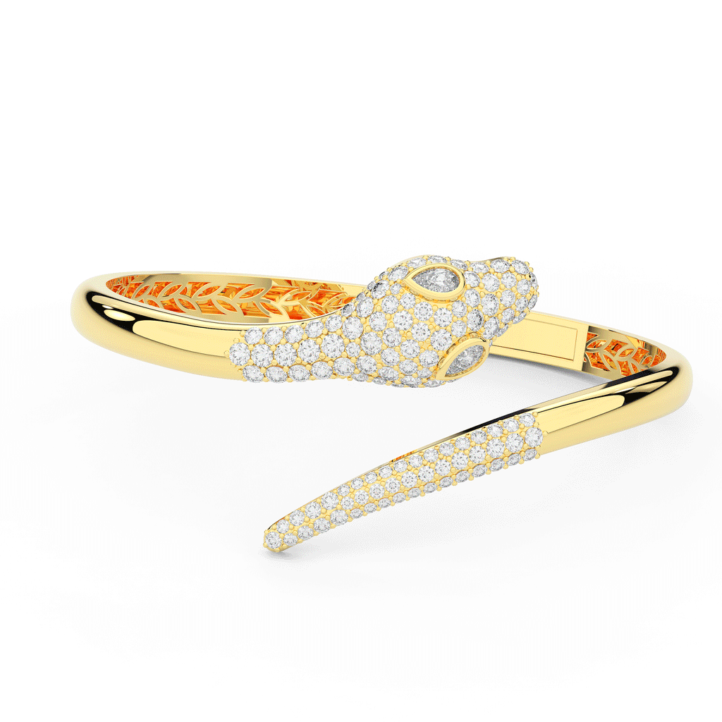 3.75CT.TW ROUND AND PEAR LAB DIAMOND SNAKE BANGLE