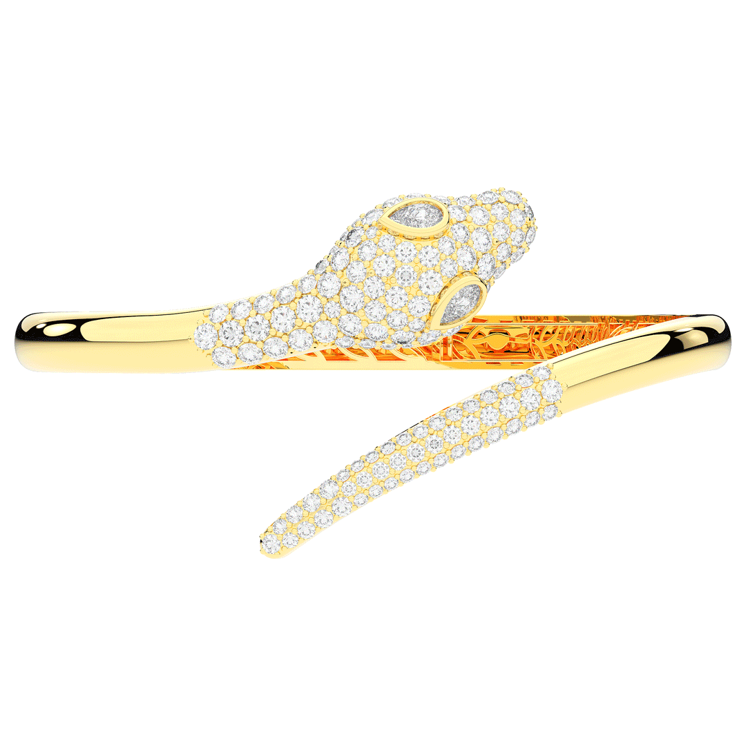 3.75CT.TW ROUND AND PEAR LAB DIAMOND SNAKE BANGLE