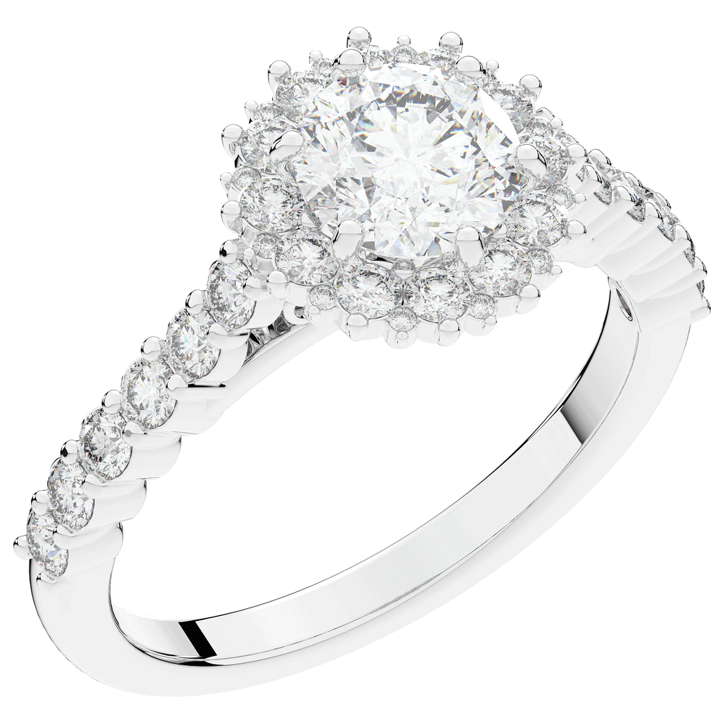 1.60CT.TW ROUND LAB DIAMOND HALO ENGAGEMENT RING