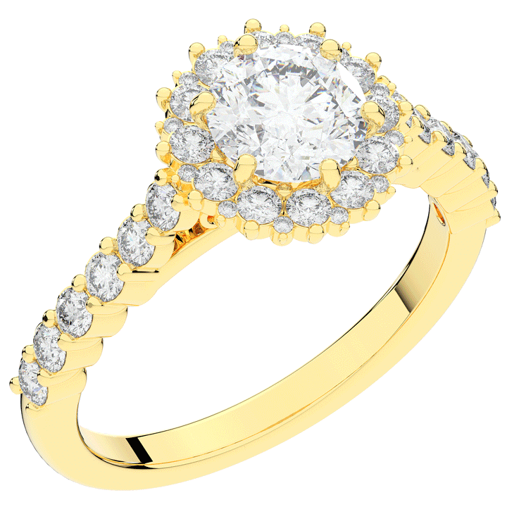 1.60CT.TW ROUND LAB DIAMOND HALO ENGAGEMENT RING