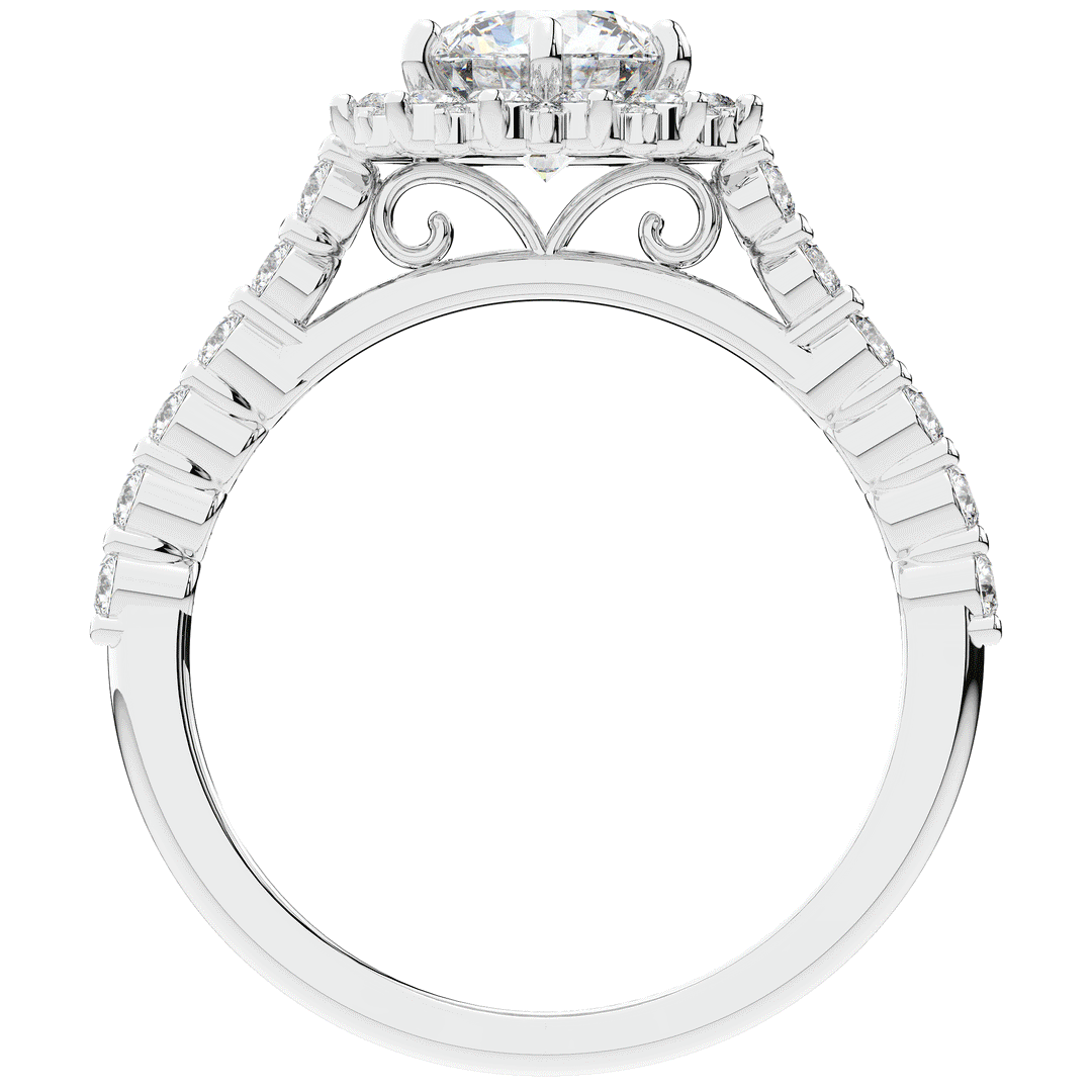 1.60CT.TW ROUND LAB DIAMOND HALO ENGAGEMENT RING