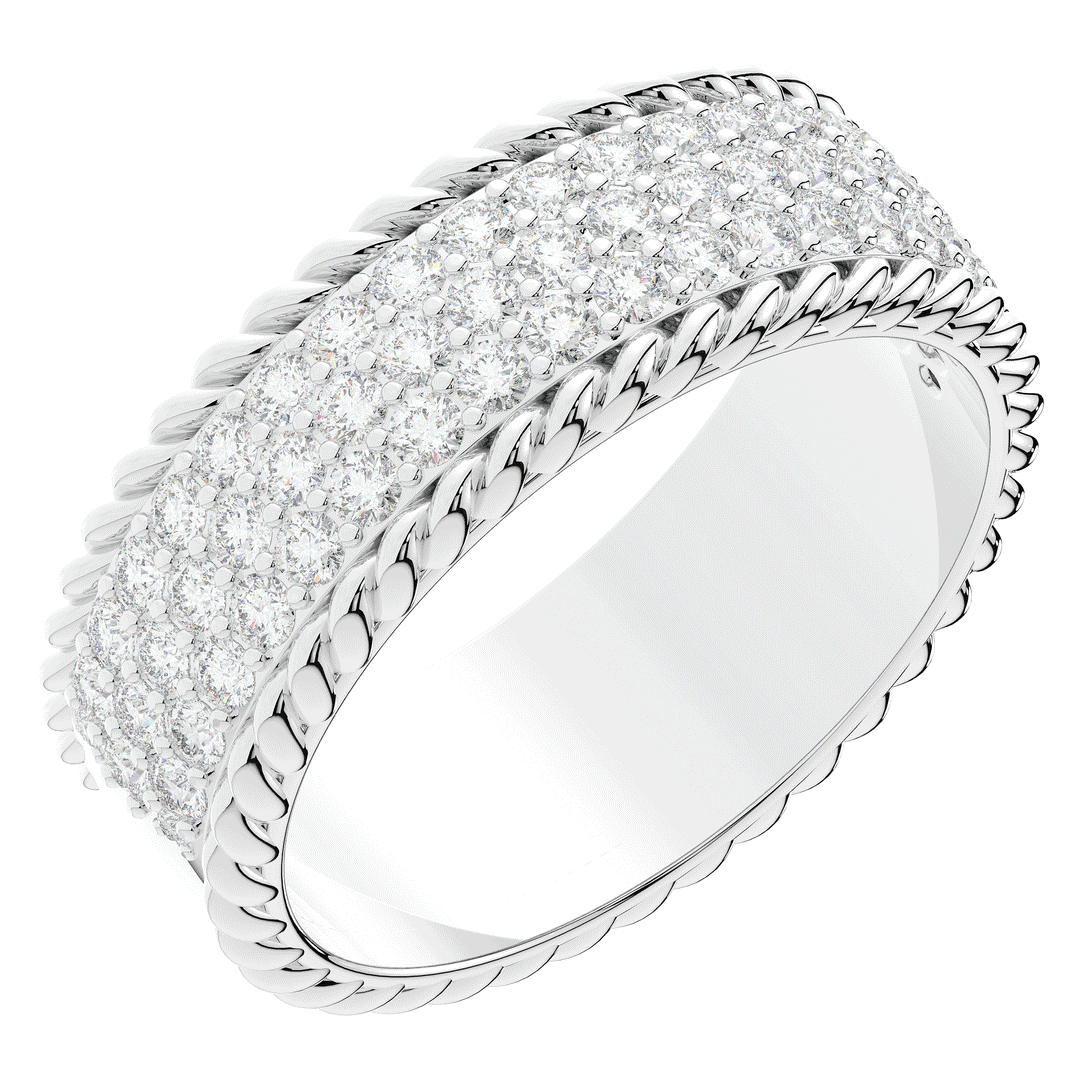 0.80CT.TW THREE ROW ROUND LAB DIAMOND WEDDING BAND - Nazarelle