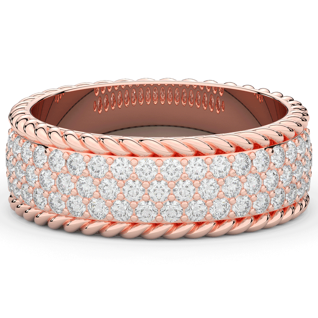 0.80CT.TW THREE ROW ROUND LAB DIAMOND WEDDING BAND - Nazarelle