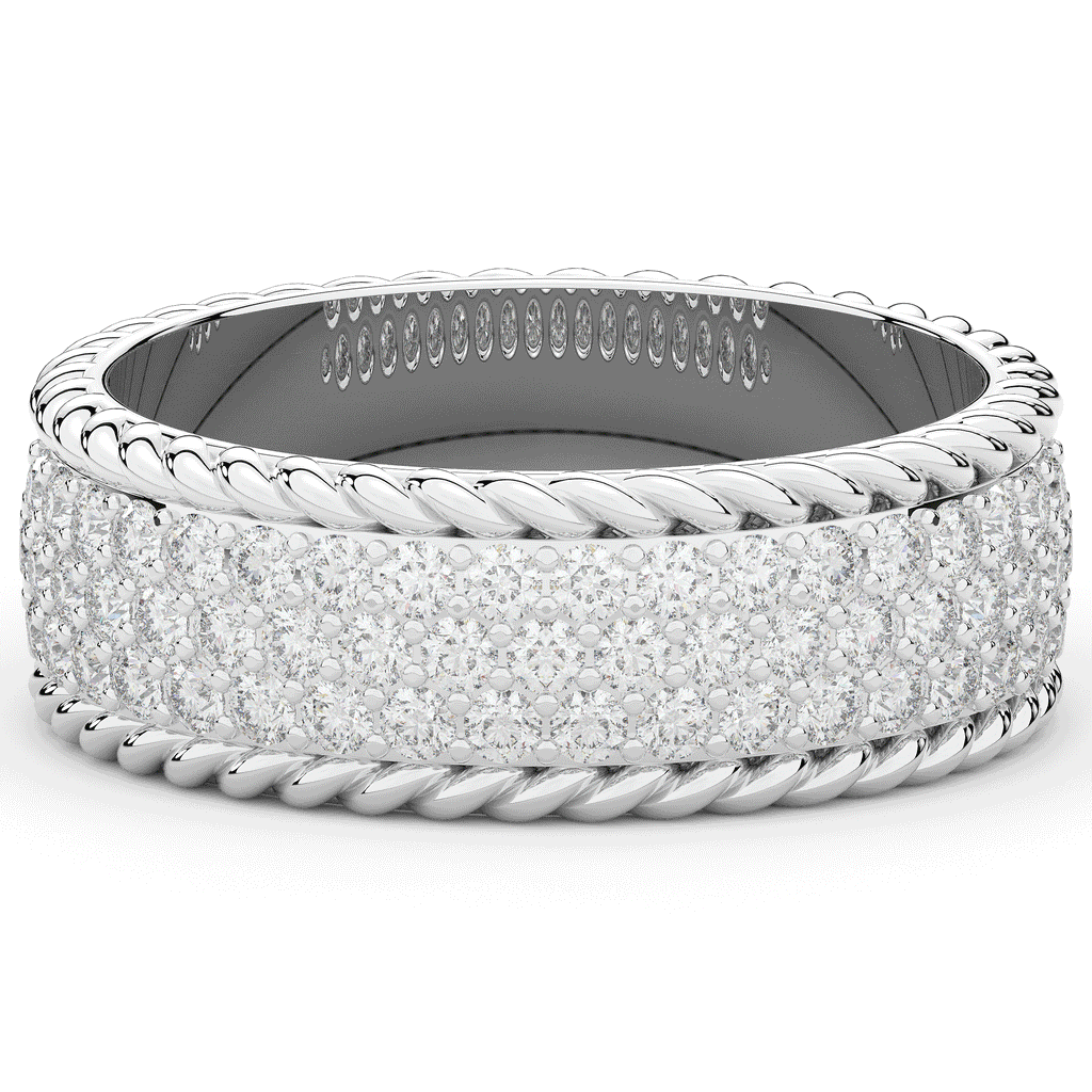 0.80CT.TW THREE ROW ROUND LAB DIAMOND WEDDING BAND - Nazarelle