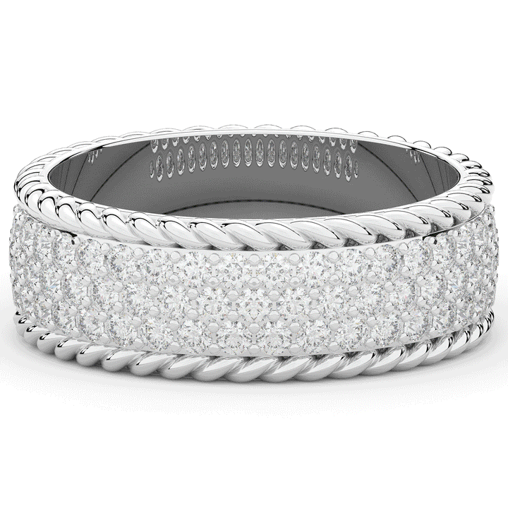 0.80CT.TW THREE ROW ROUND LAB DIAMOND WEDDING BAND - Nazarelle