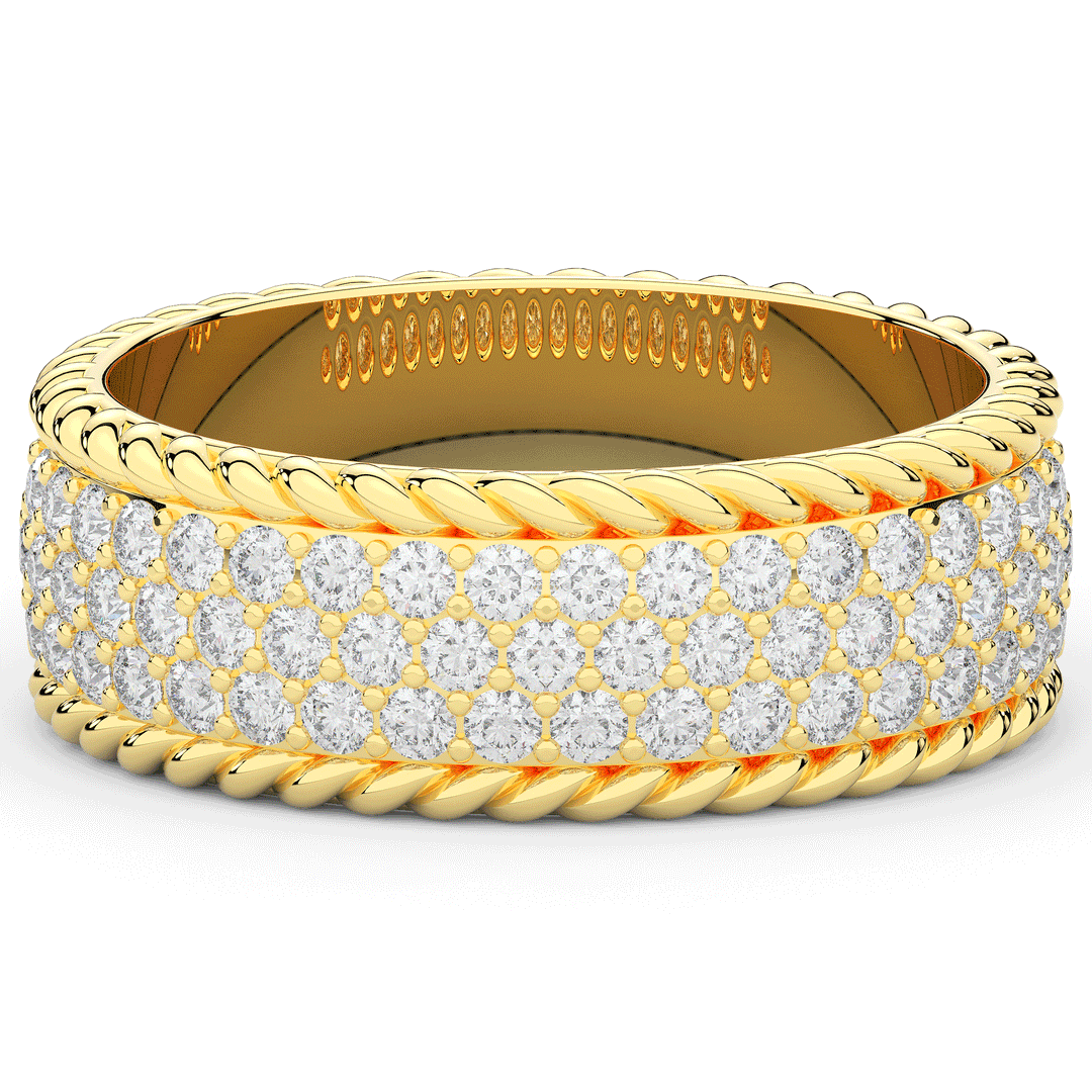 0.80CT.TW THREE ROW ROUND LAB DIAMOND WEDDING BAND - Nazarelle