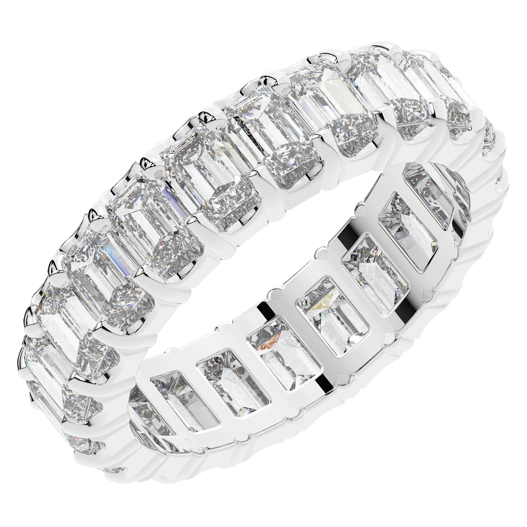 4.00CT.TW EMERALD CUT LAB DIAMOND ETERNITY WEDDING BAND - Nazarelle