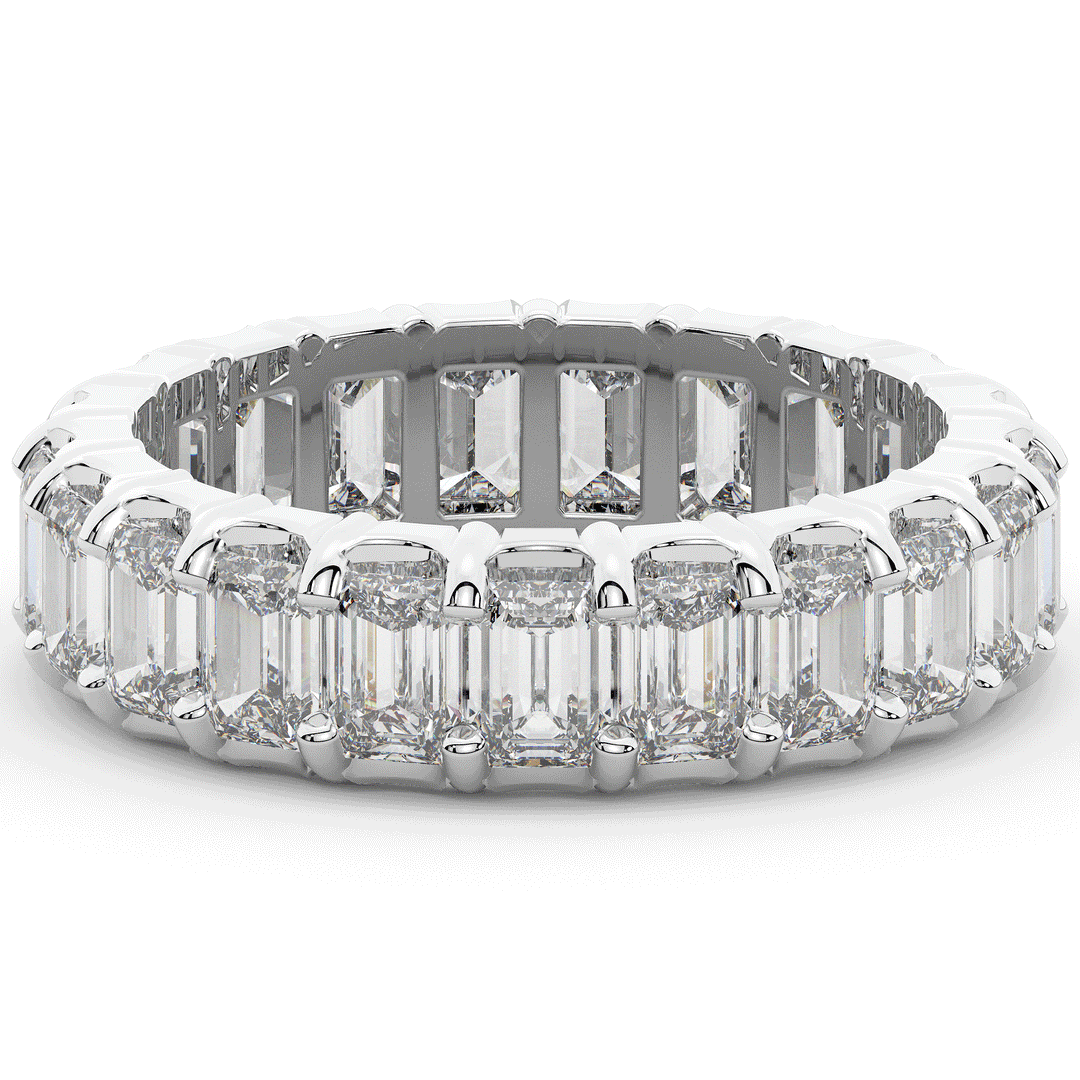 4.00CT.TW EMERALD CUT LAB DIAMOND ETERNITY WEDDING BAND - Nazarelle