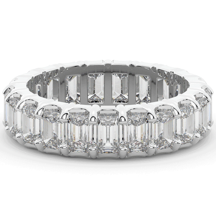 4.00CT.TW EMERALD CUT LAB DIAMOND ETERNITY WEDDING BAND - Nazarelle